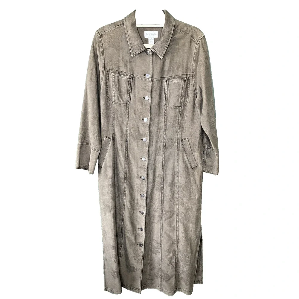 J Jill Womens 10P Maxi Trench Jacket Western Rodeo Country Y2K Vintage Duster